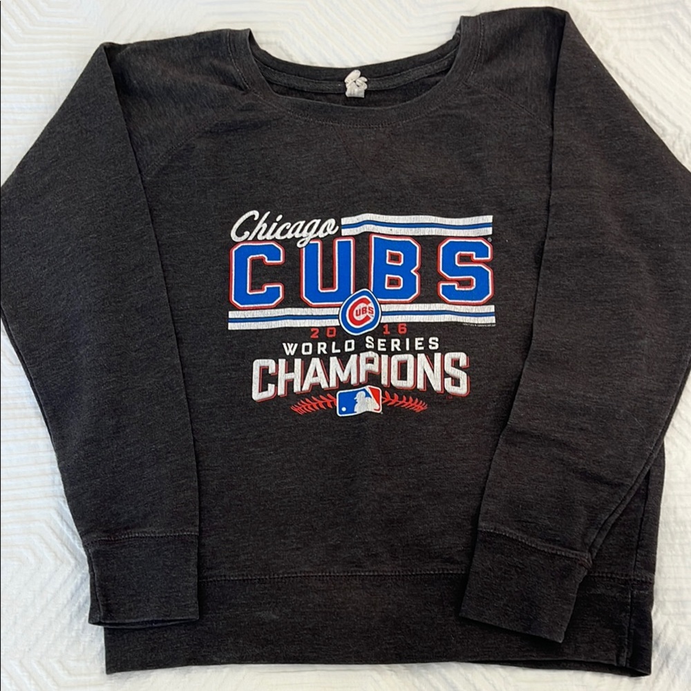 Chicago Cubs Charcoal Lightweight Crew Neck Sweater